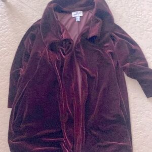 Joseph Ribkoff Ruby Red Soft Velour Cardigan Coat size 14